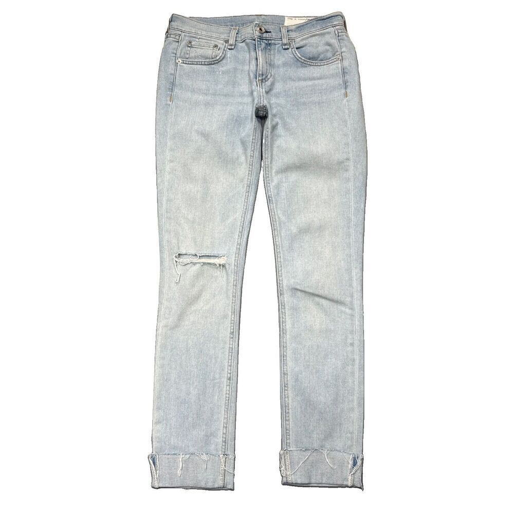 Rag & Bone Dre Glena Jeans 24 (27x27.5) Light Wash Distressed Boyfriend Womens